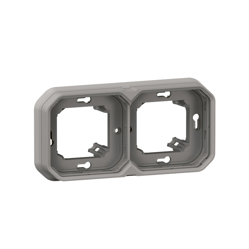 COVER PLATE PLEXO SUPPORT FRAME 2G H/V GREY