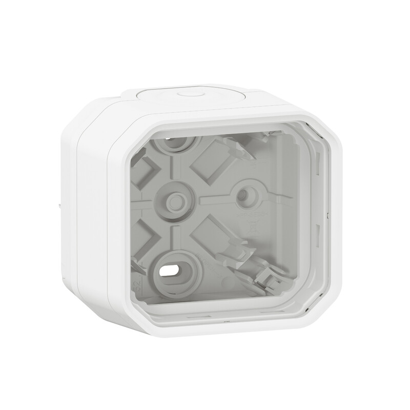 SURFACE MOUNT ENCLOS PLEXO 1G BOX 2XGLANDS 1ENTRY WHITE