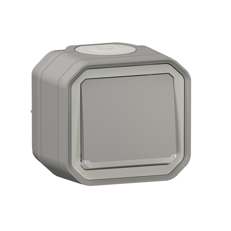 legrand Switch plexo 1g-2w sw 10ax locat grey surf