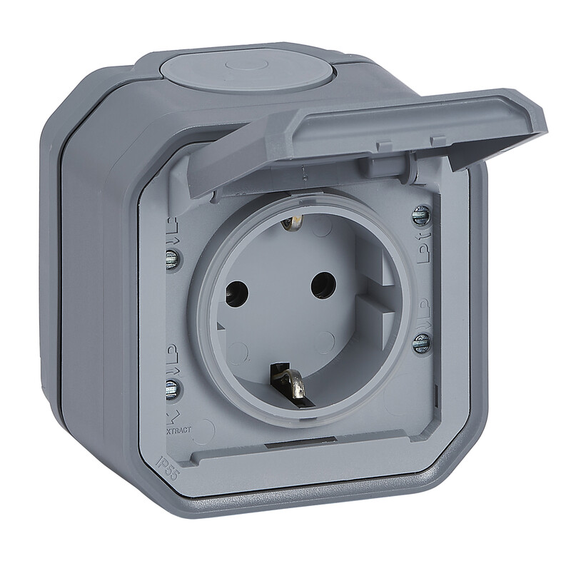 SOCKET OUTLET PLEXO GERM SKT AUTO  GREY SURF