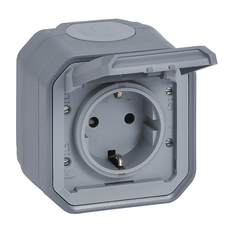 SOCKET OUTLET PLEXO GERM SKT SCREW GREY SURFACE