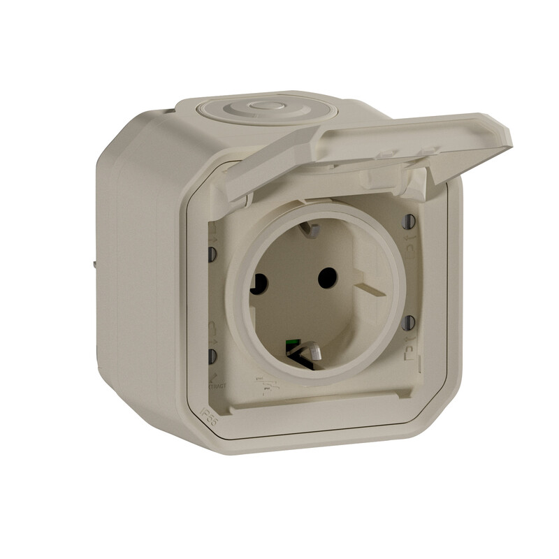 SOCKET OUTLET PLEXO 2P+E GERM SOCKET BEIGE SURFACE