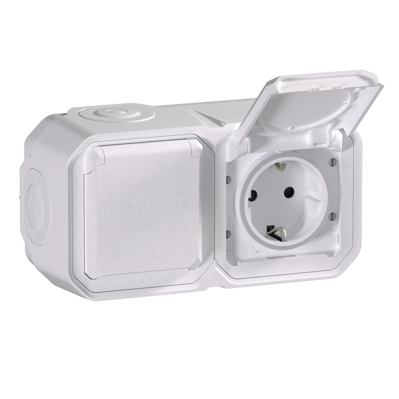 SOCKET OUTLET PLEXO 2G GERM SKT HOR  WHITE SURF