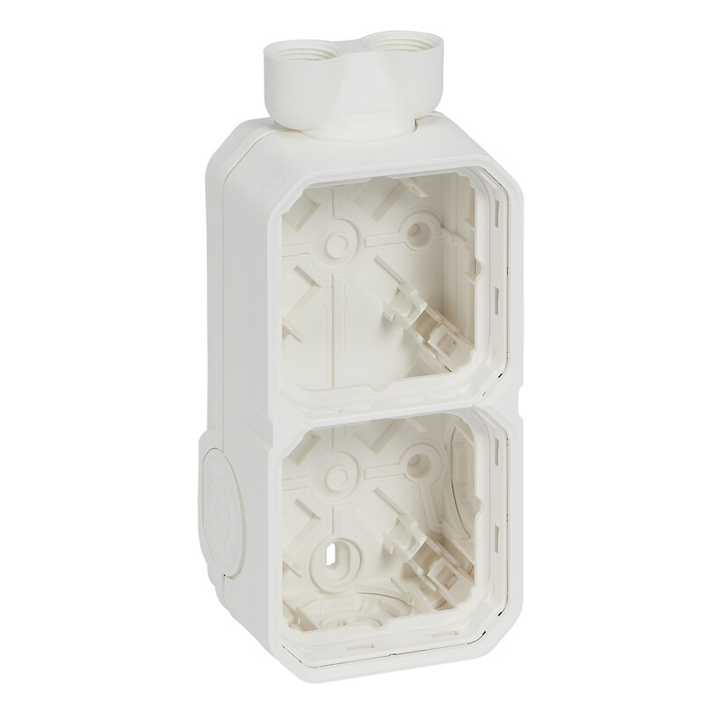 SURFACE MOUNT ENCLOS PLEXO 2G BOX CABLE GLAND 2E ISO20 WH
