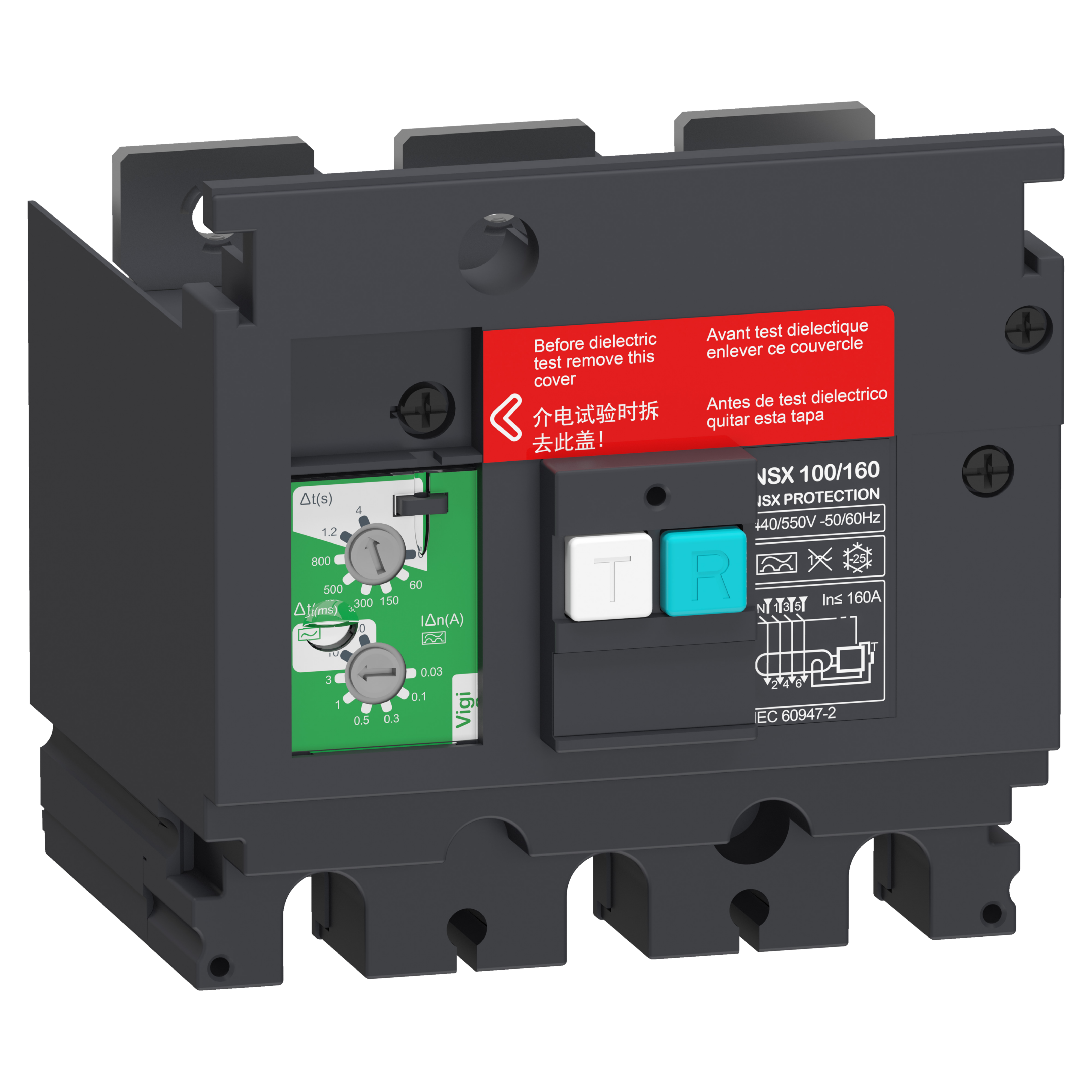 VIGIMODUL 3P FOR NSX100/160 30MA TIL 30A 440VAC TIL 550VAC