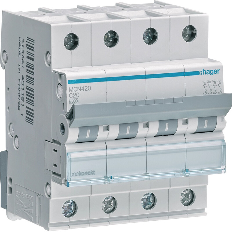 MINIBRYTARE MCN420 4X20A C-KURV 6KA