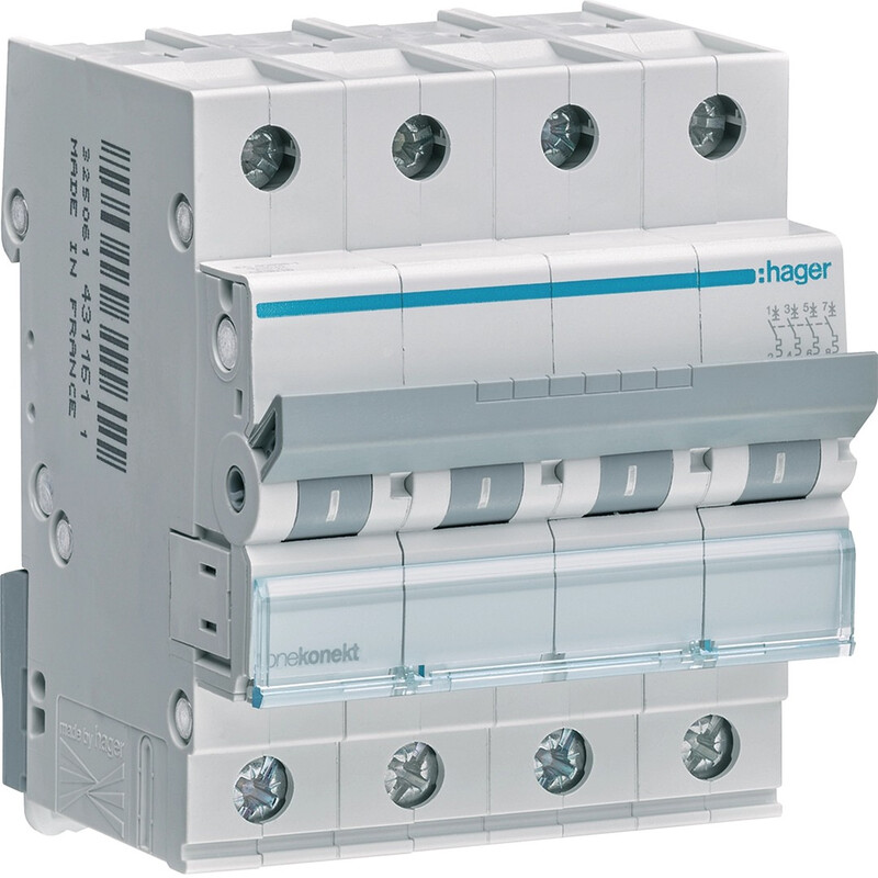 hager Mcb mcn406 4x6a c-curve 6ka