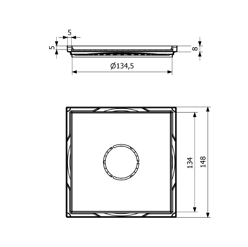 purus Neliökansi purus square tile insert 148mm
