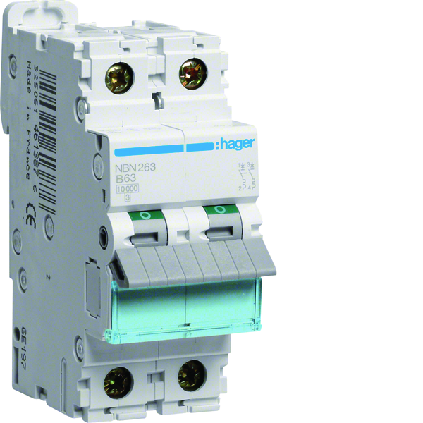 AUTOMATSIKR. 2X63A B-KAR 10KA NBN263 HAGER