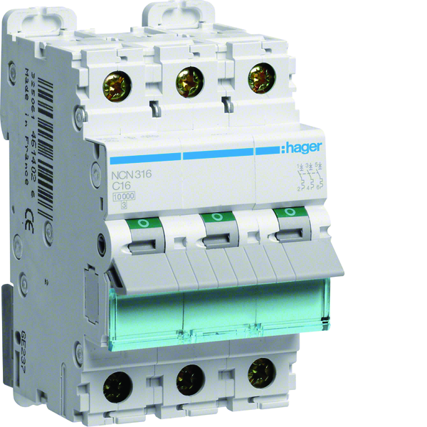 AUTOMATSIKR. 3X16A C-KAR 10KA NCN316 HAGER