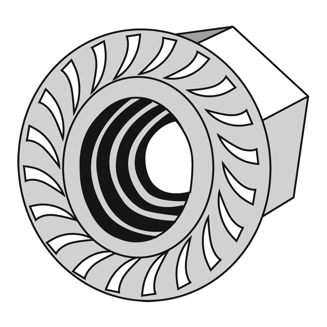 FLENSMUTTER ELZ M6   DIN 6923 ØGLÆND SYSTEM