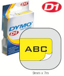 MERKETAPE 9MM SORT PÅ GUL DYMO