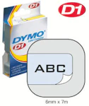 MERKETAPE 6MM SORT PÅ KLAR DYMO