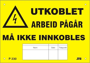 melbye Varselskilt "arbeid pågår" p230 p 230
