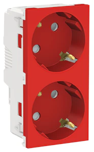 schneider electric 2 x stikk uttak, rød, ip21d 2p+jord, 16a, skrukl, ik04