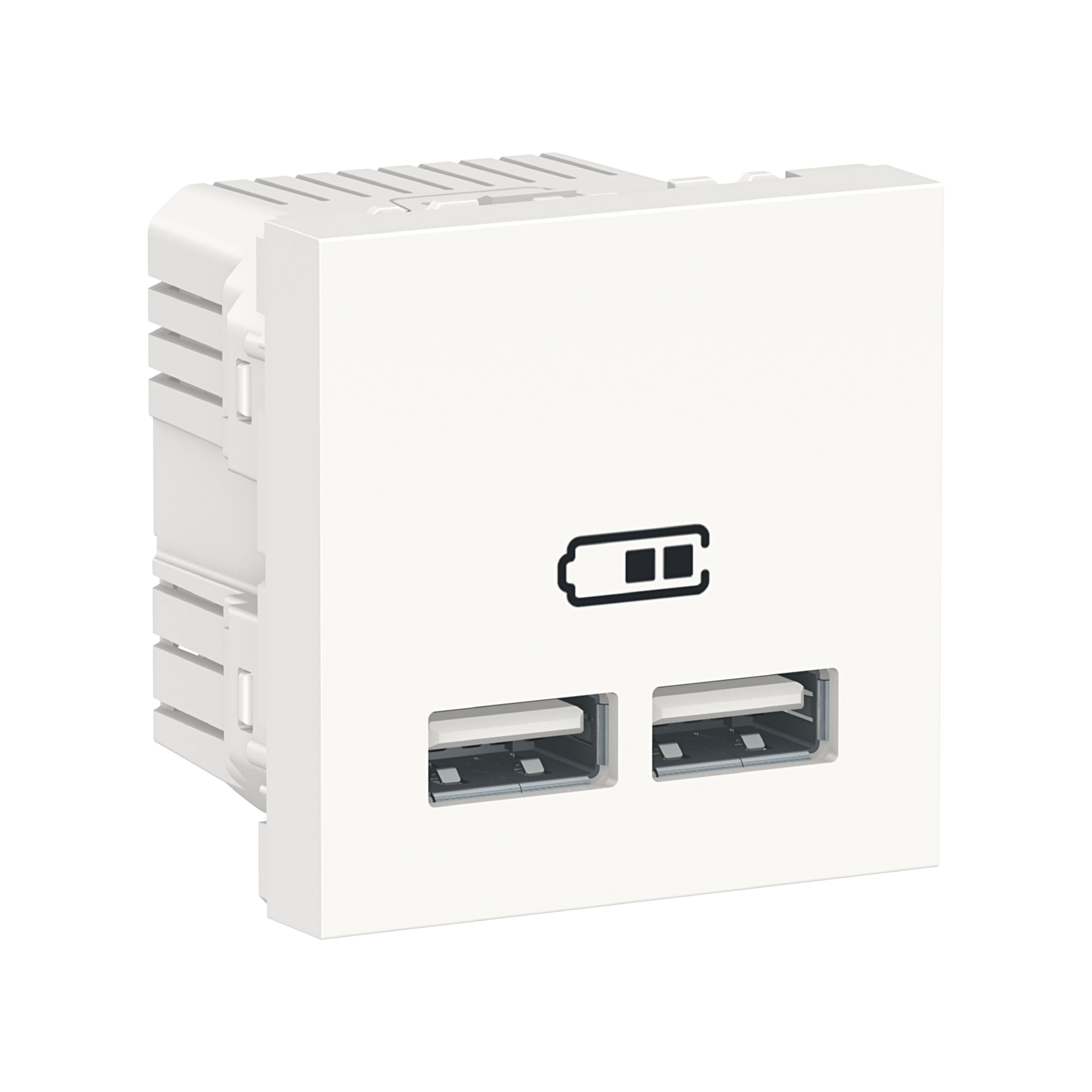 USB LADER 2 X TYPE A - HVIT EFFEKT 7.5W, IK04 BESKYTTELSE