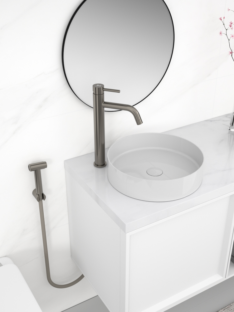 tammiholma Tvättställblandare inox q1 hög bidé gun metal