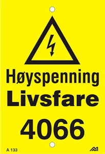 melbye Høyspenning livsfare med nr, 100x175x0,7