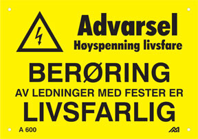 Berøring av ledninger er livsfarlig