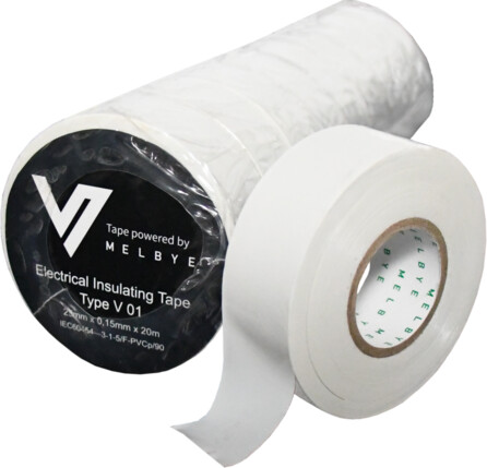 Tape 20m x 25mm hvit V 01