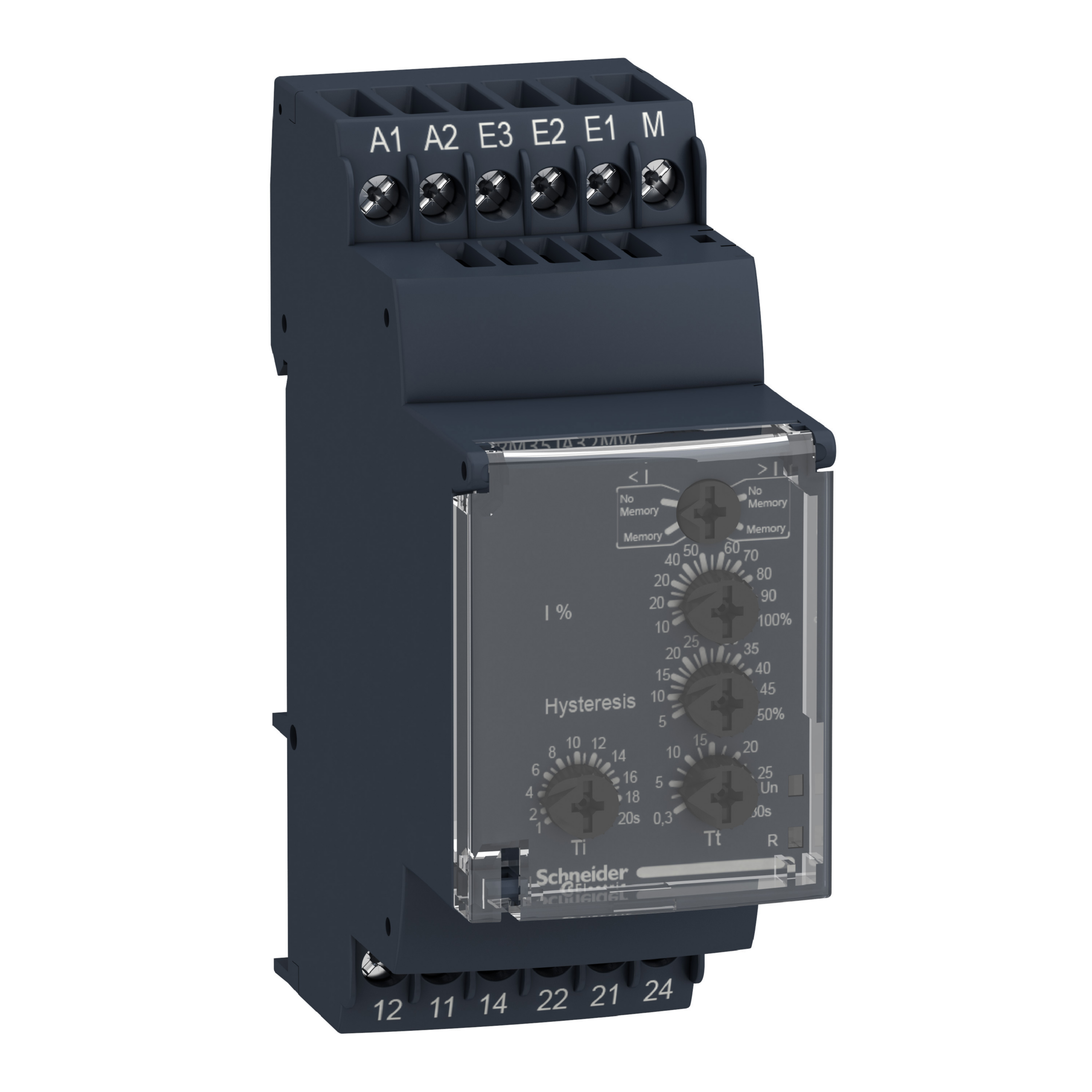 Kontrollrelé for strøm 0,15..15A 2C/O 5A 24-240V