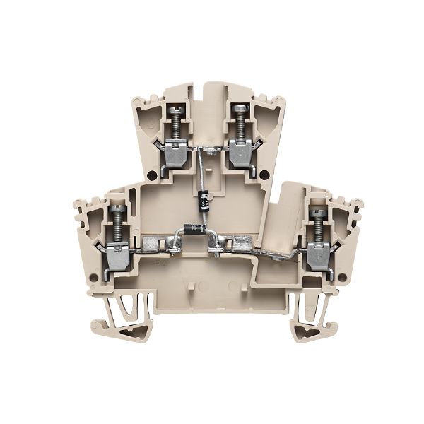KOMPONENTKLEMME 2.5 MM², SKRU TILKOBLING, MED 2 DIODER