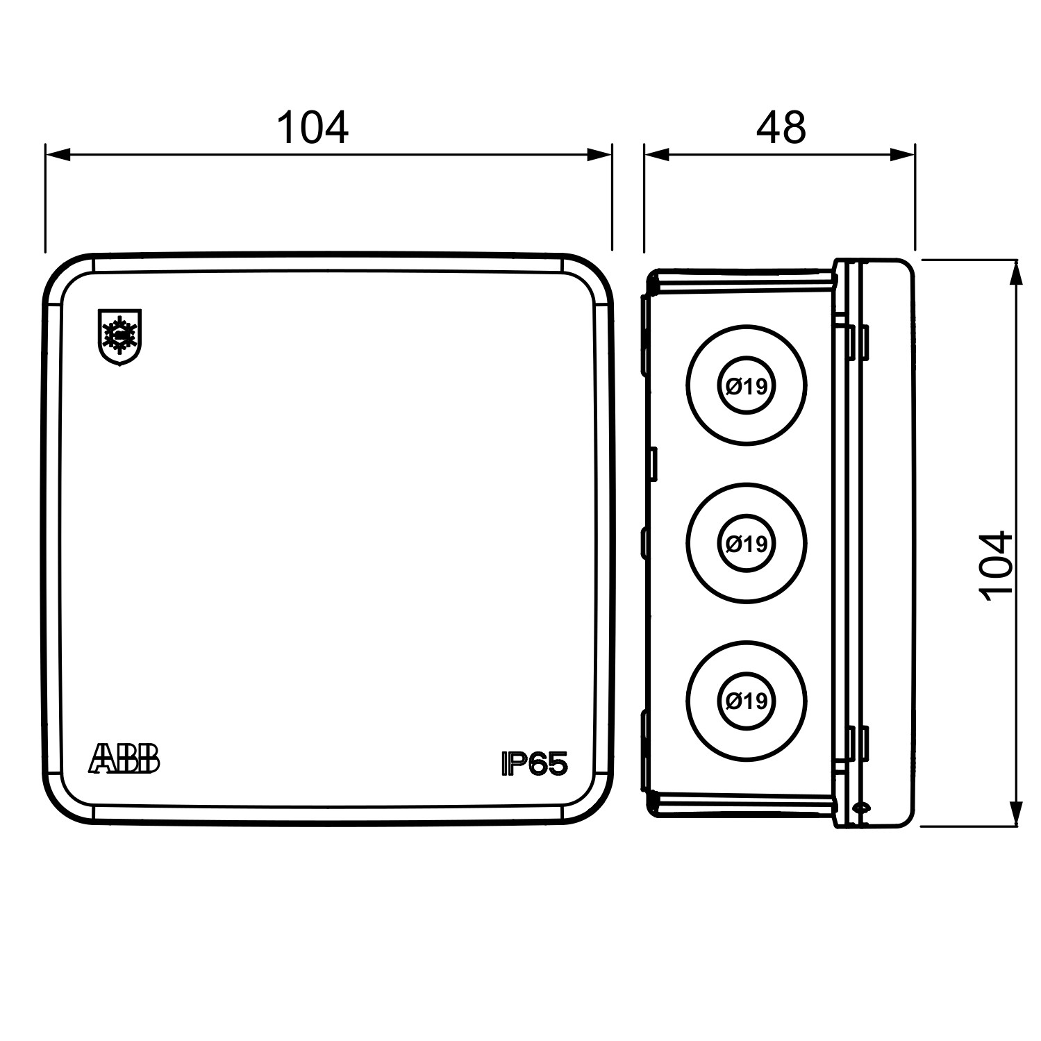 abb Jakorasia ap10,104x104mm,har,ip65 hf