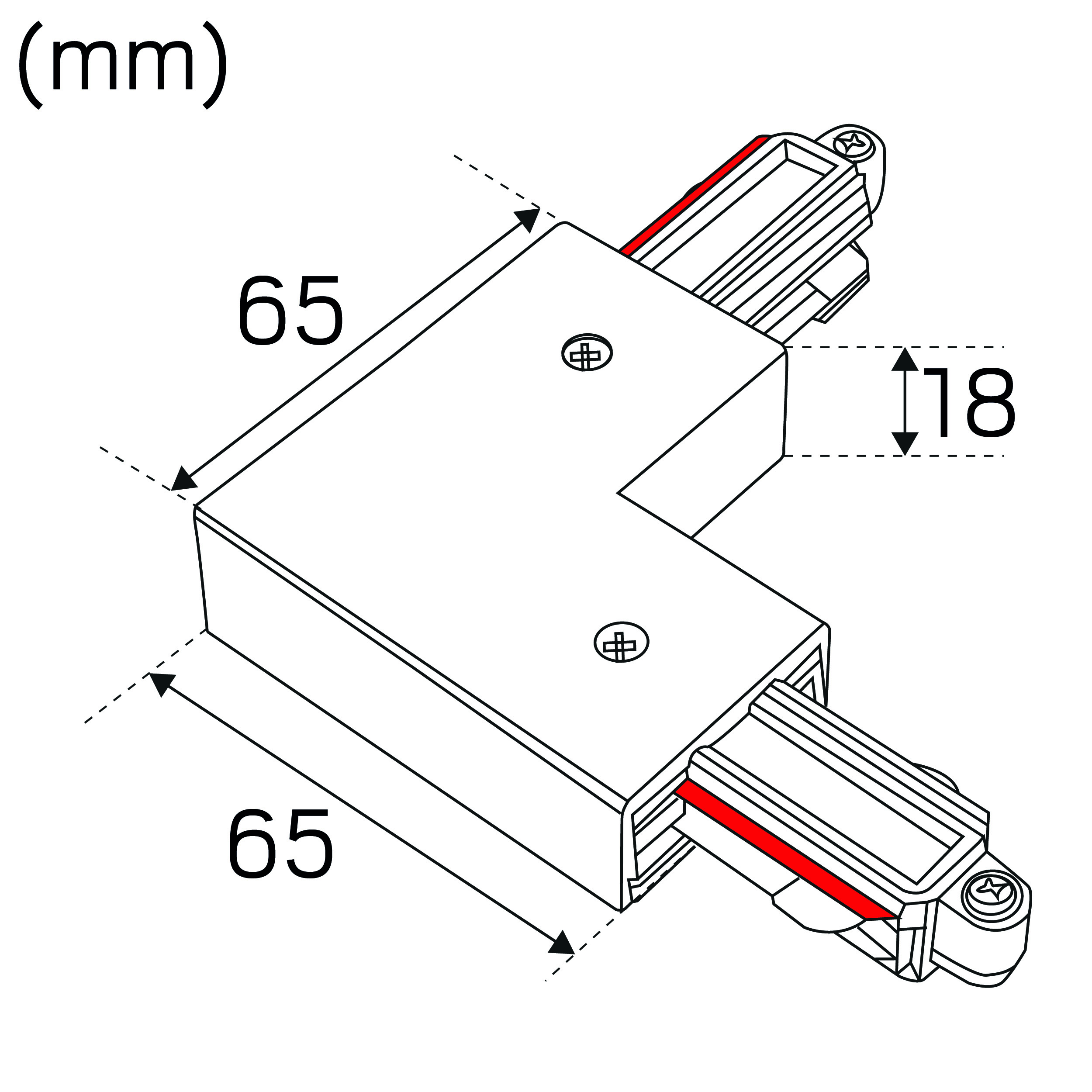hide-a-lite Track accessory litetrac l-feed 1-phase outer black