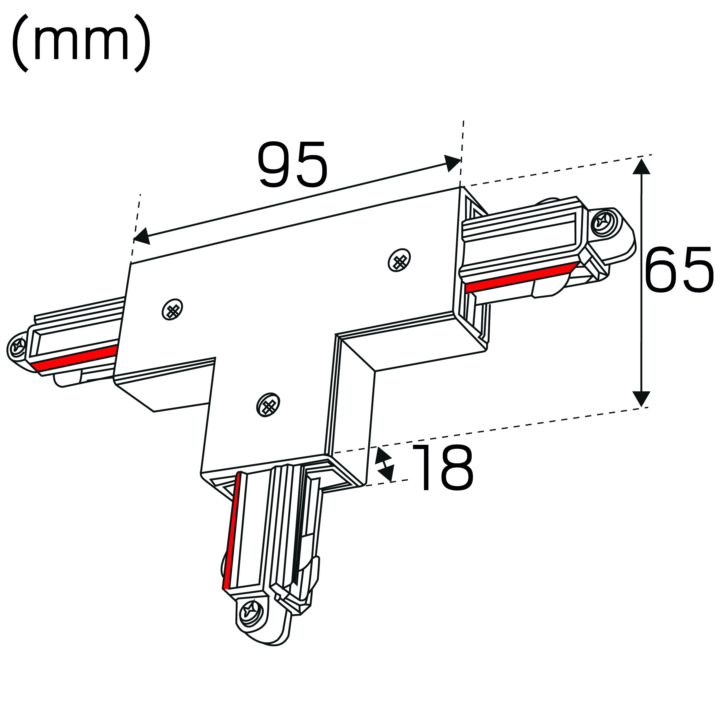 hide-a-lite Track accessory litetrac t-feed 1-phase inner black