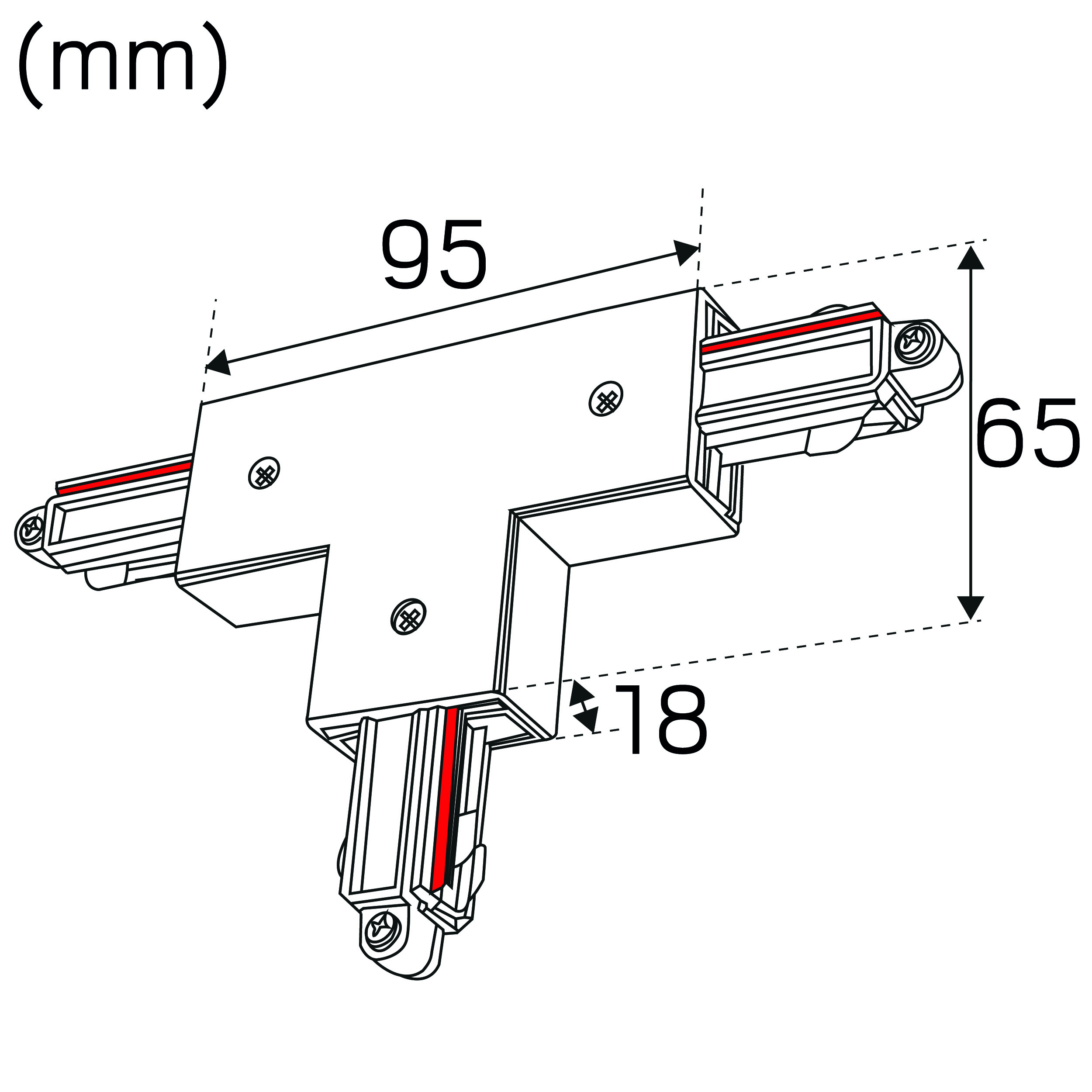 hide-a-lite Track accessory litetrac t-feed 1-phase outer black