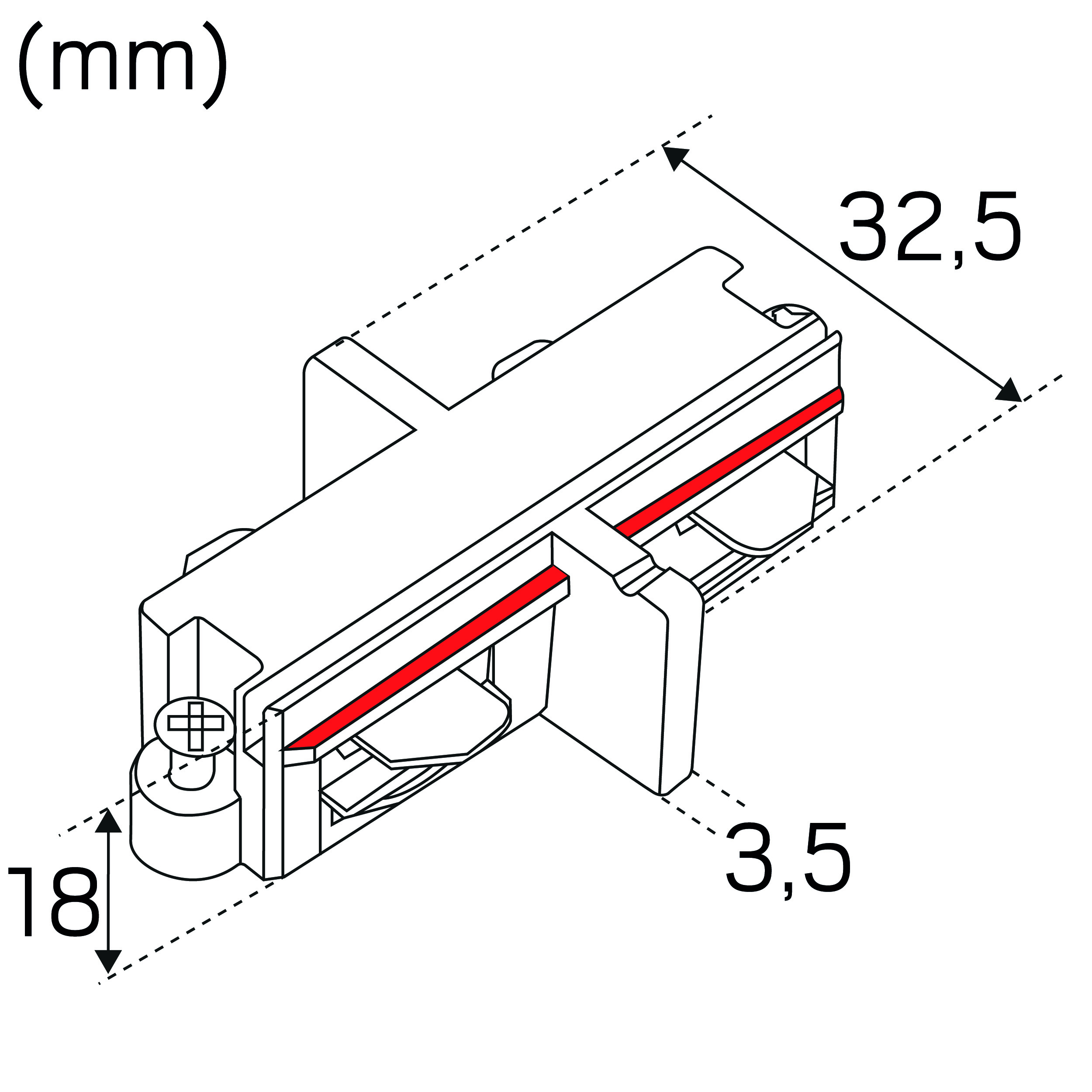 hide-a-lite Track accessory litetrac str.connector 1-phase blk.