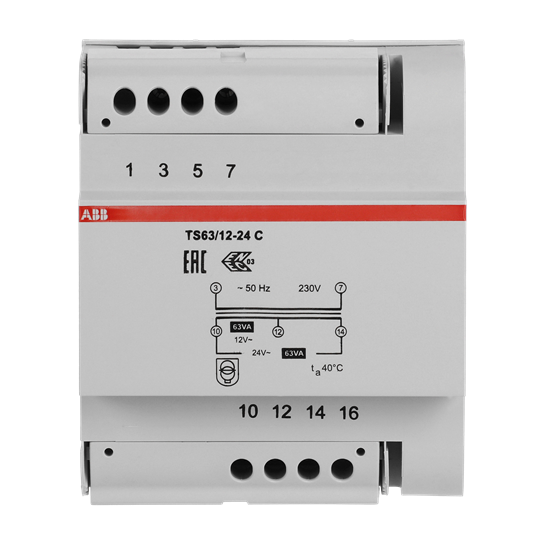 abb Säkerhetstransformator ts-c 230/12-24vac selv 63va