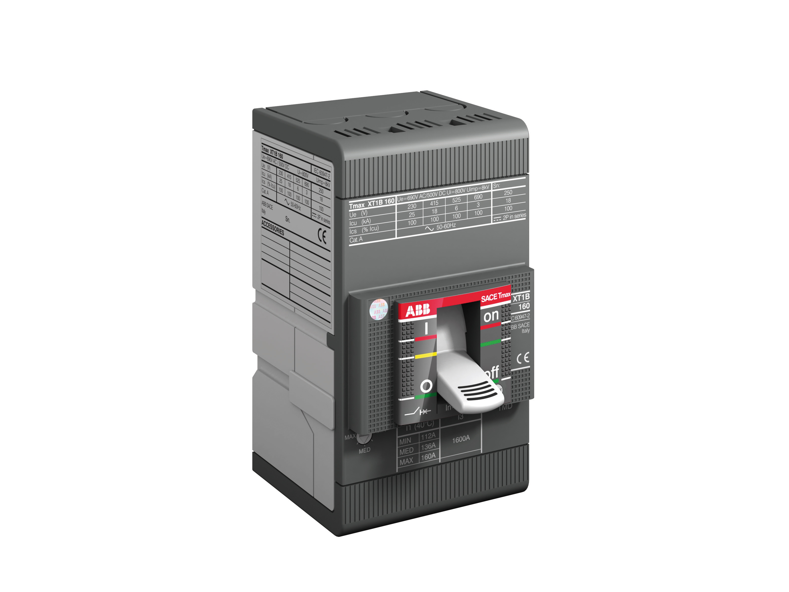 abb Isolerkapslad effektbrytare xt1b 160 tmd 100-1000 4p