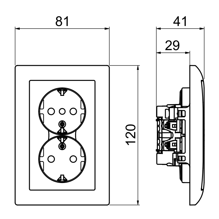 abb Socket outlet saga 1,5box 2s/16a/ip20 2x cover plate