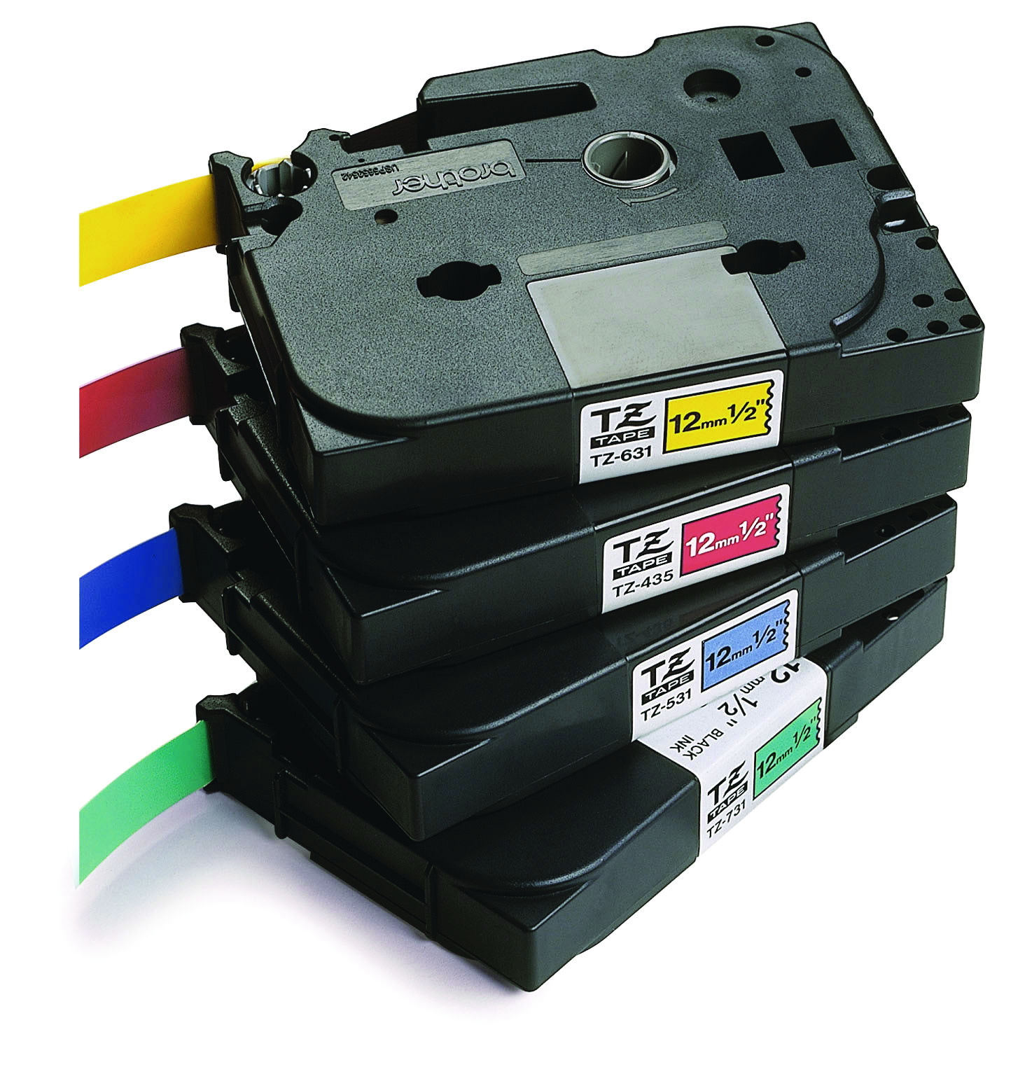 TZE651 24MM TAPE SORT PÅ GUL