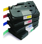 TZE531 12MM TAPE SORT PÅ BLÅ