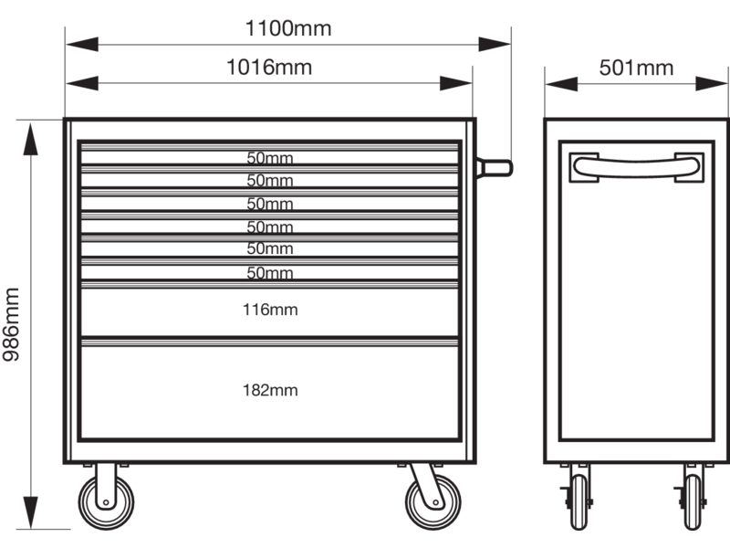 bahco Tool trolley bahco xl 8 draws, ornage