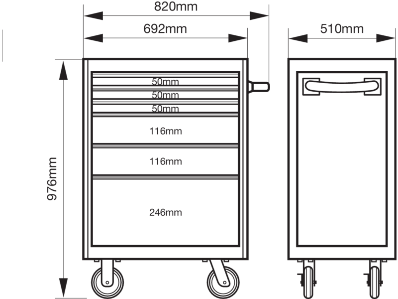 bahco Verktygsvagn bahco vit premium 6 draws, white