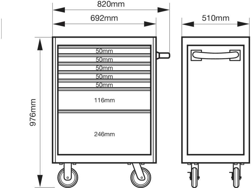 bahco Tool trolley bahco premium 7 draws, black