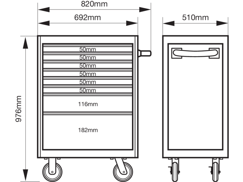 bahco Verktygsvagn bahco svart premium 8 draws, black