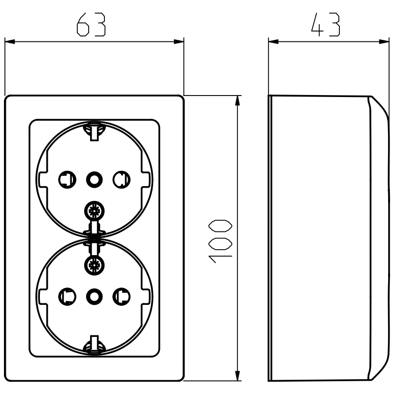 abb Socket outlet saga schuko, 1-g, screwless