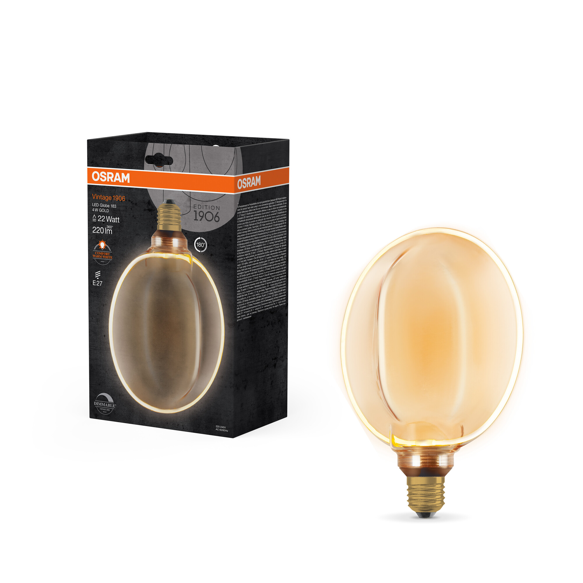 ledvance Led cl glb o 183 818 220lm e27 dim gold