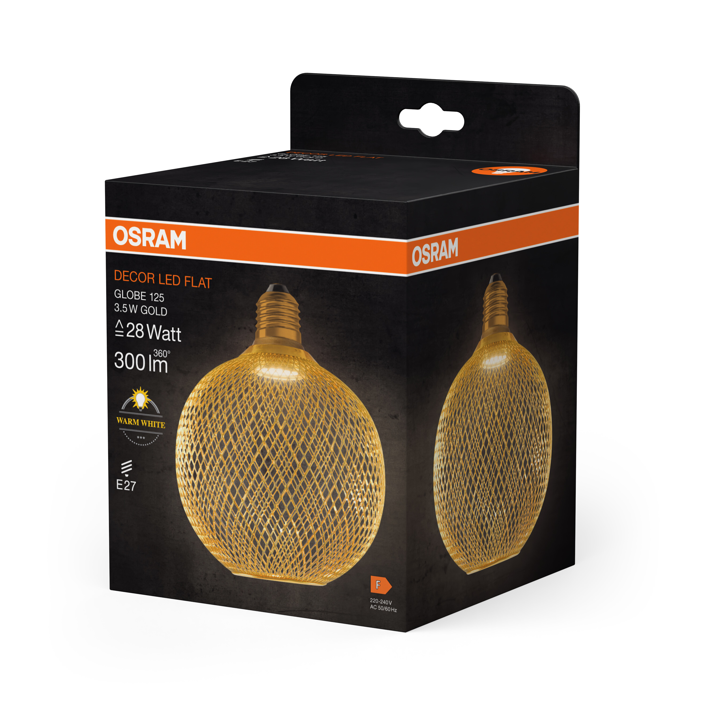 osram Led cage glb flatlamp 125 300lm 827 e27 g