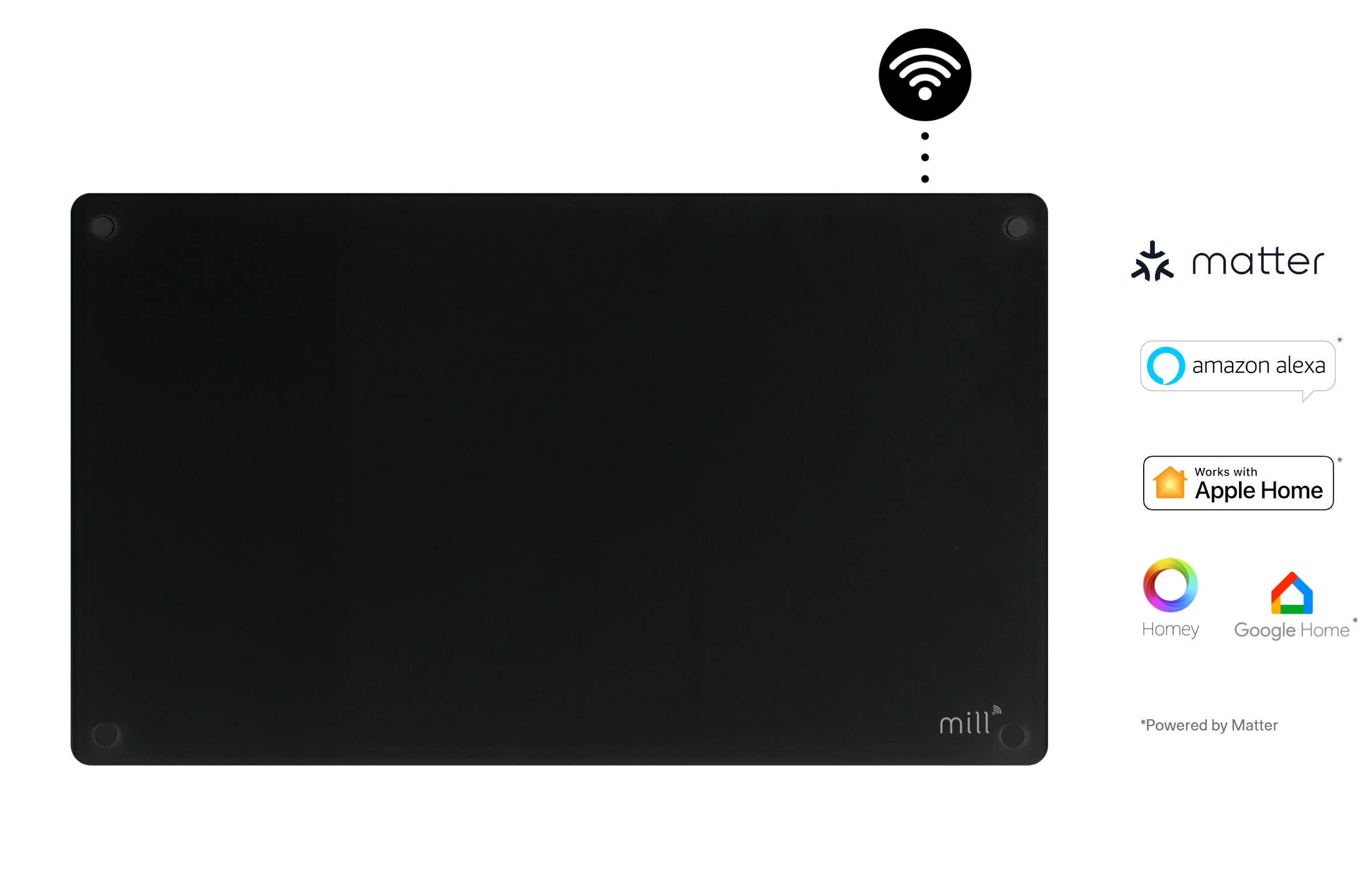 mill Glass smart wifi panelovn gl700wifi4 sort
