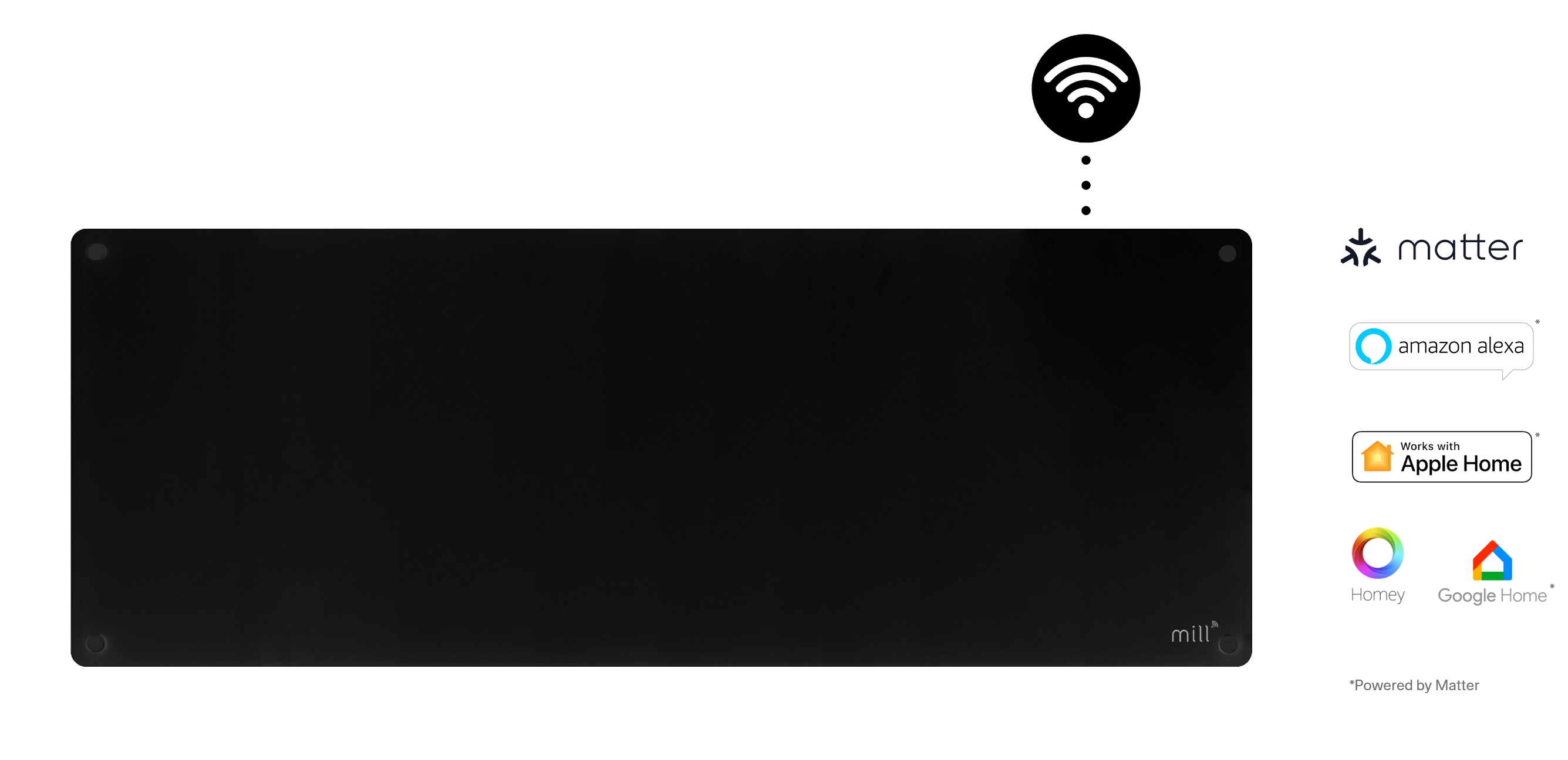 mill Glass smart wifi panelovn gl1300wifi4 sort