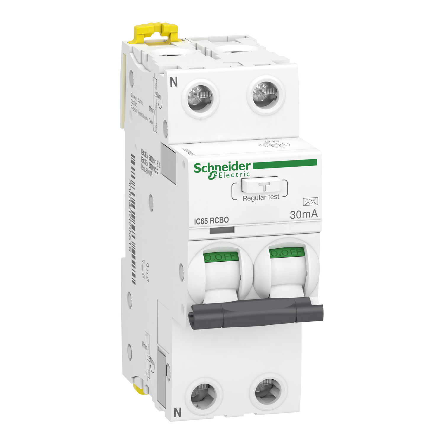 Jordfeilautomat iC65 Acti9 2P C 25A 30mA RCBO  2moduler bred