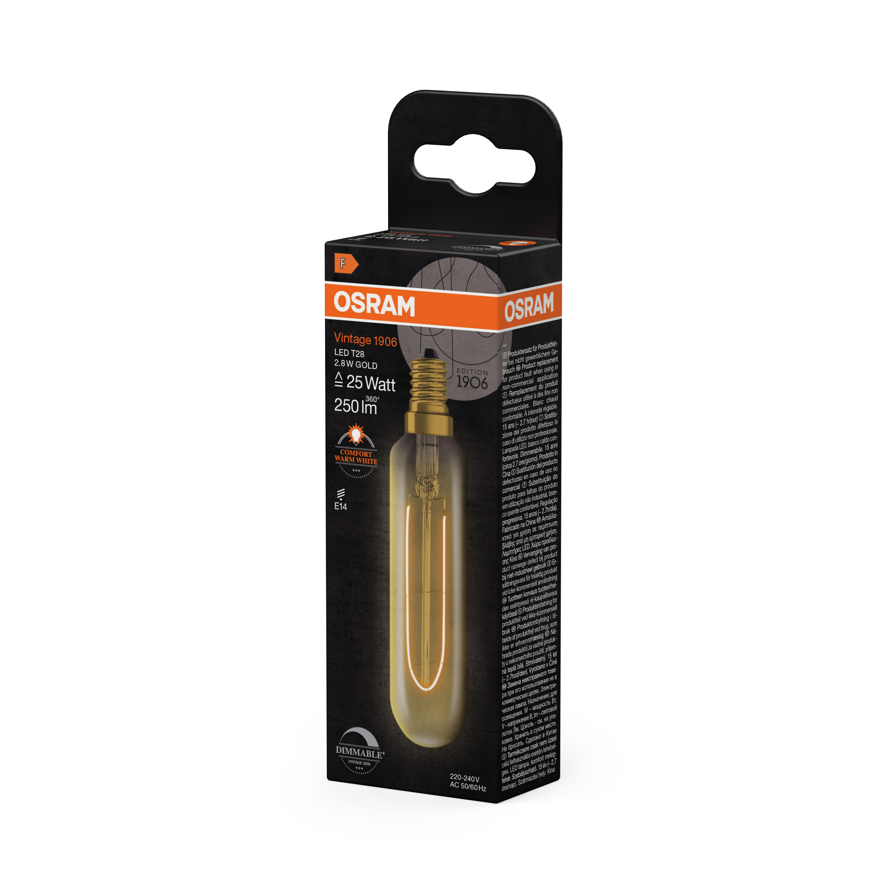 osram Ledpære 1906 vin t28 25 dim 822 gold e14
