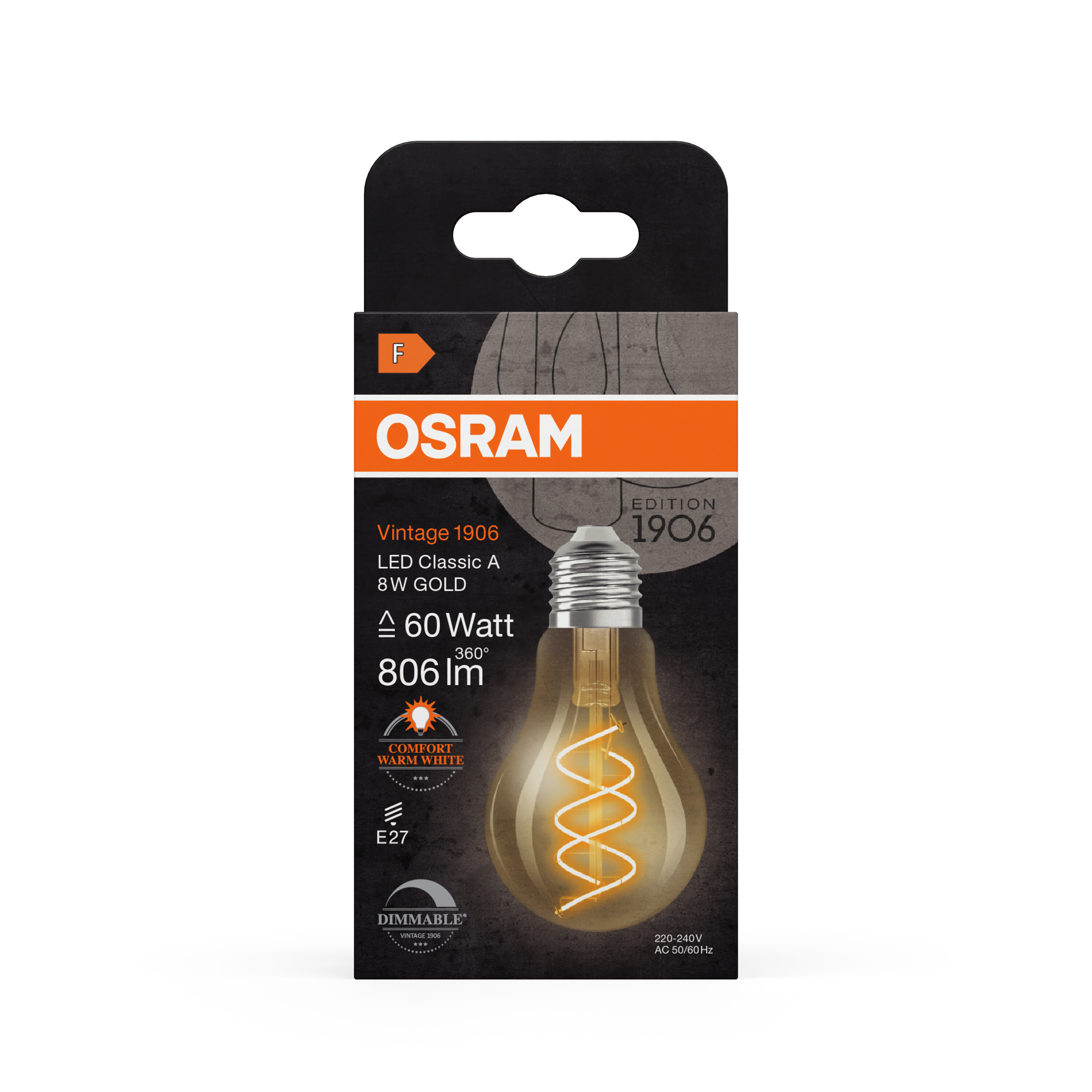 ledvance 1906 cla 60 spiral dim 806lm 922 gld e27