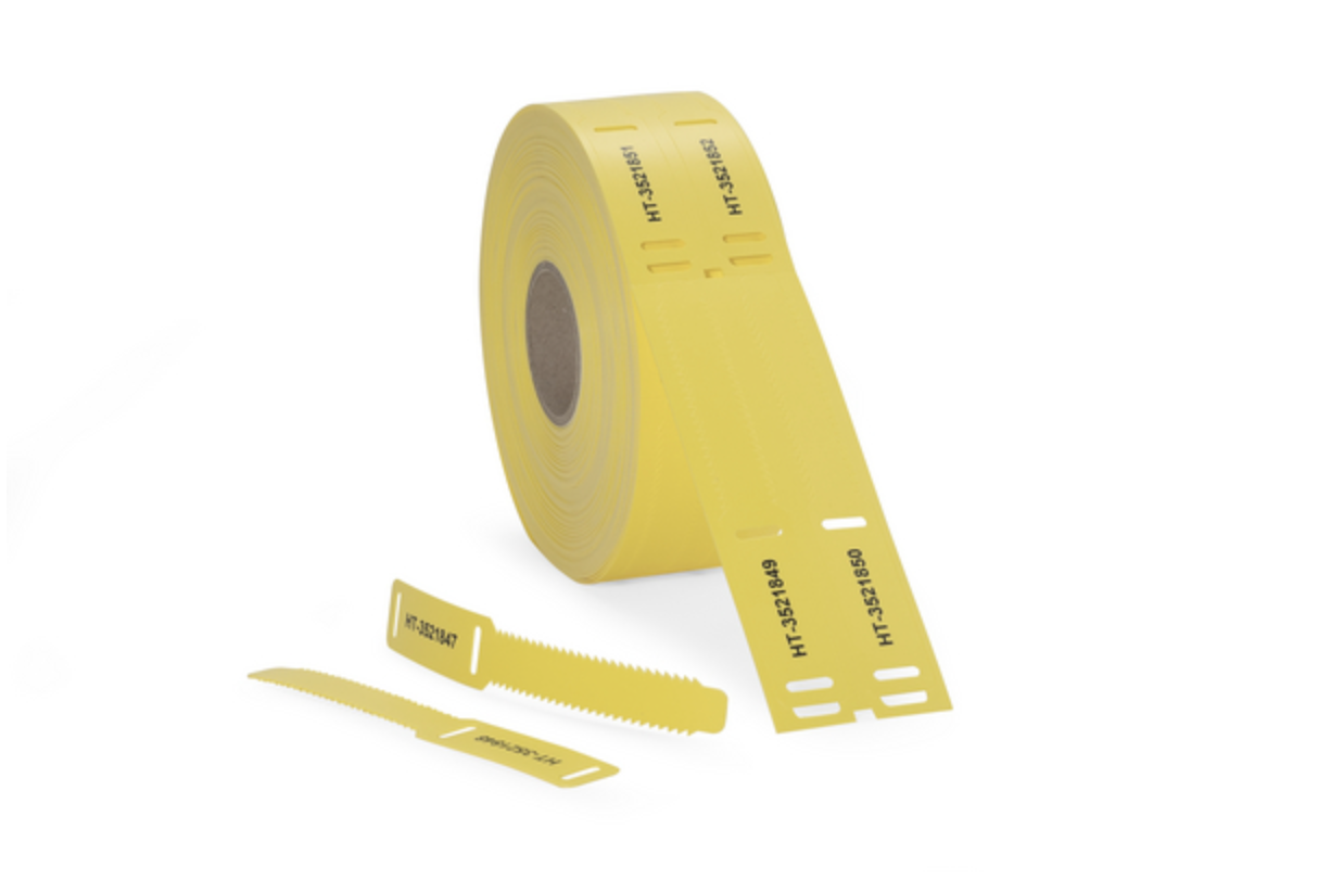 Merkeskilt TAGPU 18X124mm LOOP gul