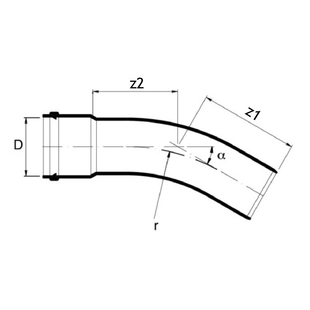 pipelife 75-90° protectline bend r=2,0 rød